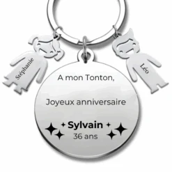Porte Clé Joyeux Anniversaire Tonton - A Personnaliser (Prénom/Age)