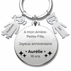 Le Porte-Clef Personnalisé Joyeux Anniversaire Arrière Petite Fille - A Personnaliser (Prénom/Age)