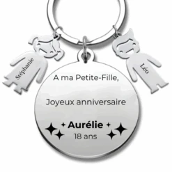 Le Porte-Clef Personnalisé Joyeux Anniversaire à Ma Petite Fille Chérie - A Personnaliser (Prénom/Age)