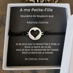 Le Bracelet Coeur Ouvert + La Carte "A Ma Petite-fille"