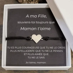 Le Bracelet Coeur + La Carte "A Ma Fille"