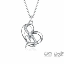 Parure Collier Boucles Oreilles Infini Double En Argent