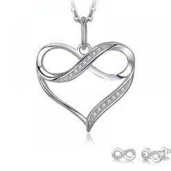 Parure Collier Boucles Oreilles Infini En Argent
