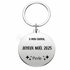 Porte Clé Noël Joyeux Noël Chaton - A Personnaliser