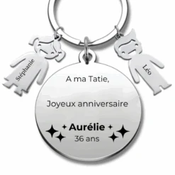Porte Clé Joyeux Anniversaire Tatie - A Personnaliser (Prénom/Age)