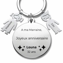 Porte Clé Marraine Joyeux Anniversaire Marraine - A Personnaliser (Prénom/Age)
