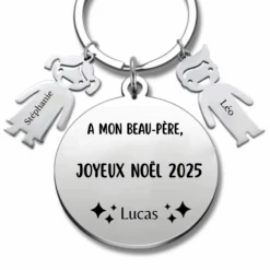 Porte Clé Noël Joyeux Noël Beau-Père - A Personnaliser