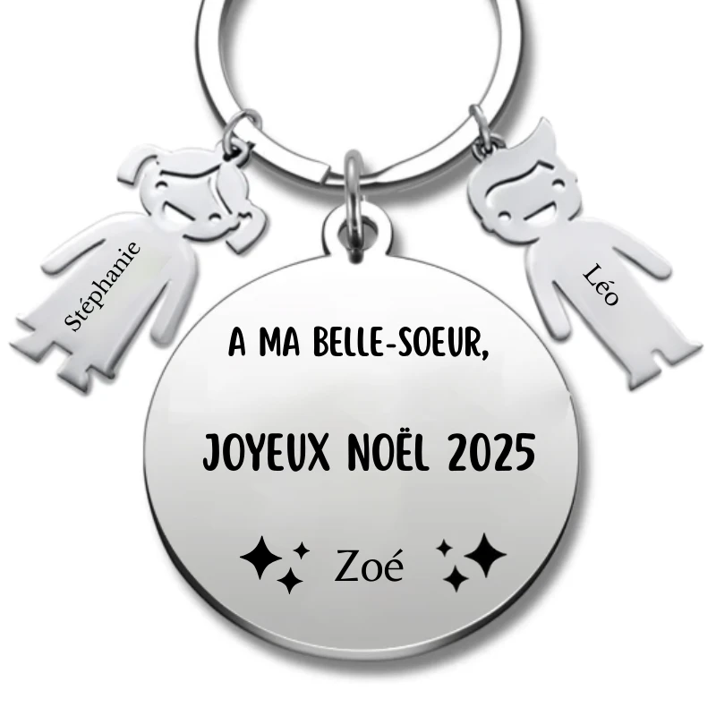 Porte Clé Noël Joyeux Noël Belle-Soeur - A Personnaliser 3 Porte Clé Noël Joyeux Noël Belle-Soeur - A Personnaliser