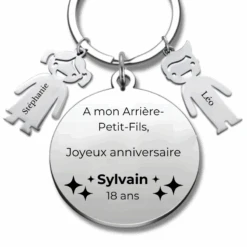 Porte Clé Personnalisé Joyeux Anniversaire Arrière Petit-Fils - A Personnaliser (Prénom/Age)