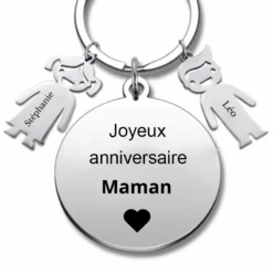 Porte Clé Personnalisé Joyeux Anniversaire Maman - A Personnaliser (Prénom/Age)