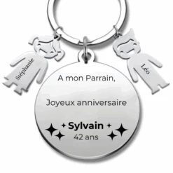 Porte-clé Personnalisé Joyeux Anniversaire Parrain - A Personnaliser (Prénom/Age)