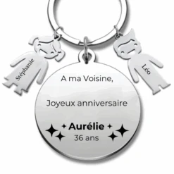 Porte-clé Personnalisé Joyeux Anniversaire Voisine - A Personnaliser (Prénom/Age)